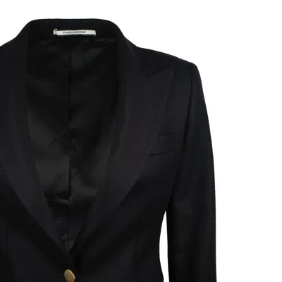 Tagliatore Black Single-breasted Blazer In Virgin Wool In Black