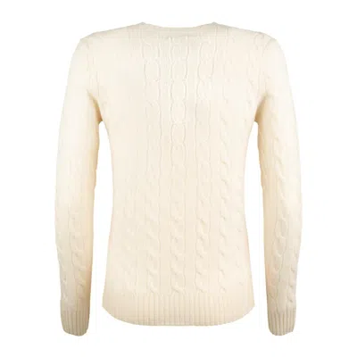 Ralph Lauren White Wool And Cashmere Cable-knit Crew-neck Sweater In Orange