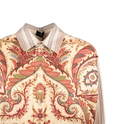Etro Striped Shirt With Placed Print In Multi