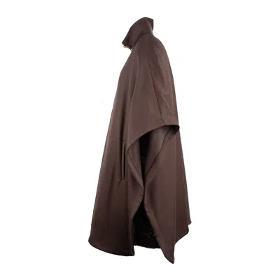 Herno Luxury Wool And Ultralight Nylon Poncho In Brown