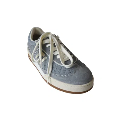 Fendi Match Denim Fabric Low Top Sneakers Grey In Gray