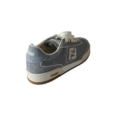 Fendi Match Denim Fabric Low Top Sneakers Grey In Gray