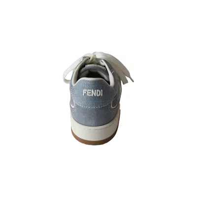 Fendi Match Denim Fabric Low Top Sneakers Grey In Gray