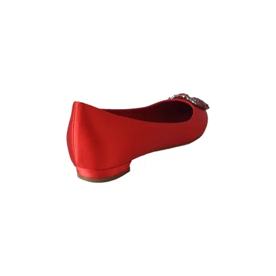 Manolo Blahnik Hangisi Buckle Embellished Flat Shoes In Red