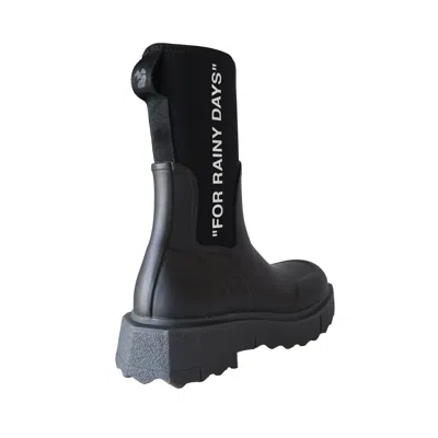 Off-white Sponge Black Logo-print Rain Boots In Black White