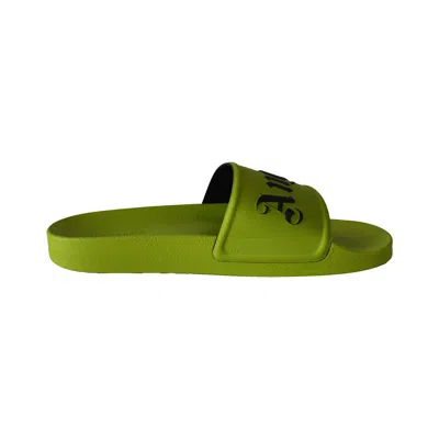 Palm Angels Logo-print Sliders Light Green In Green