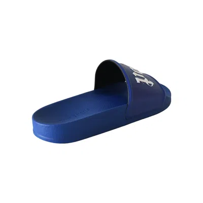 Palm Angels Logo-print Sliders Blue In Blue
