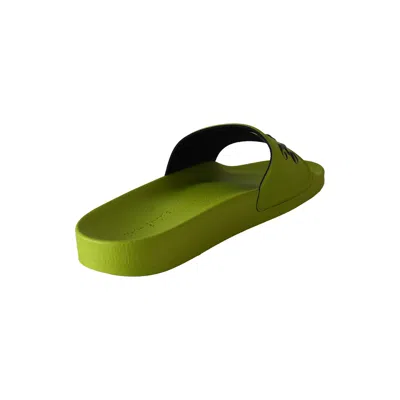 Palm Angels Logo-print Sliders Light Green In Green