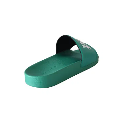 Palm Angels Logo-print Sliders Green In Green