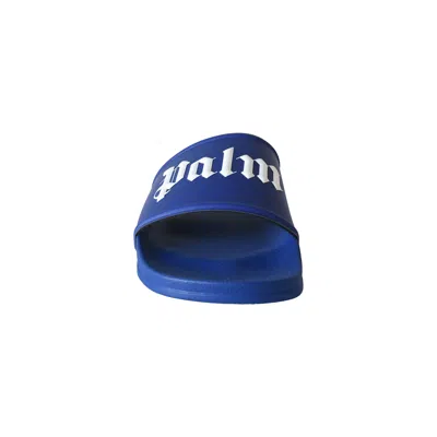 Palm Angels Logo-print Sliders Blue In Blue