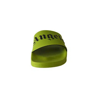 Palm Angels Logo-print Sliders Light Green In Green