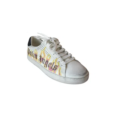 Palm Angels Spray Print Flame Logo Sneakers In Neutral