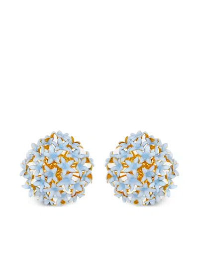 Oscar De La Renta Small Foxglove Pompom Clip-on Earrings In Blue