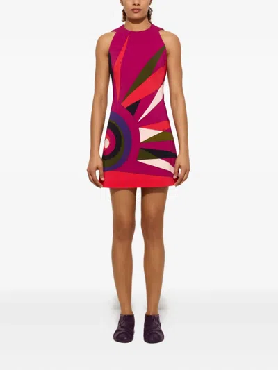 Pucci Stylish Sleeveless Dress Bold Print In Multi