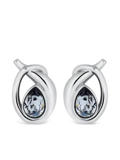 Oscar De La Renta Looped Teardrop Earrings In Silver