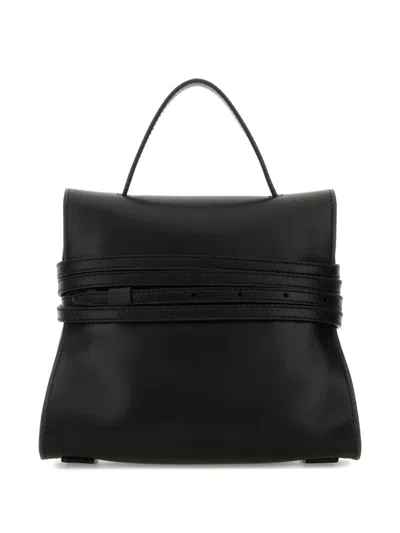 Moschino Structured Sheepskin Shoulder Bag In Black