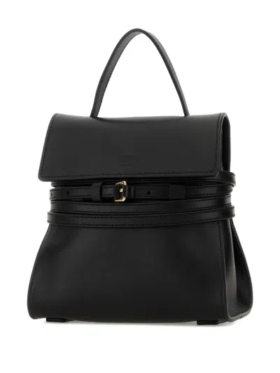 Moschino Structured Sheepskin Shoulder Bag In Black