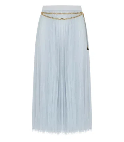 Elisabetta Franchi Starlight Midi Belted Skirt In Blue