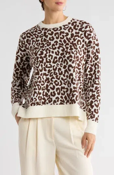 Nordstrom Rack Patterned Crewneck Sweater In Brown