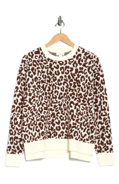 Nordstrom Rack Patterned Crewneck Sweater In Brown