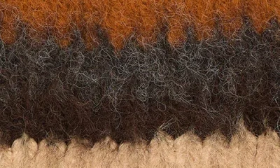 Steve Madden Overbrushed Striped Beanie In Brown