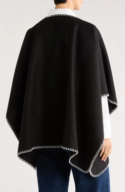 Tasha Blanket Stitch Ruana In Black