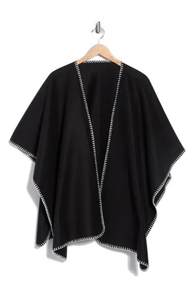 Tasha Blanket Stitch Ruana In Black
