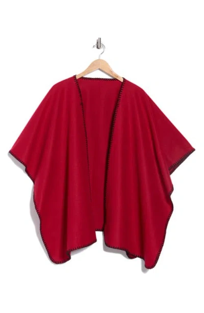 Tasha Blanket Stitch Ruana In Red