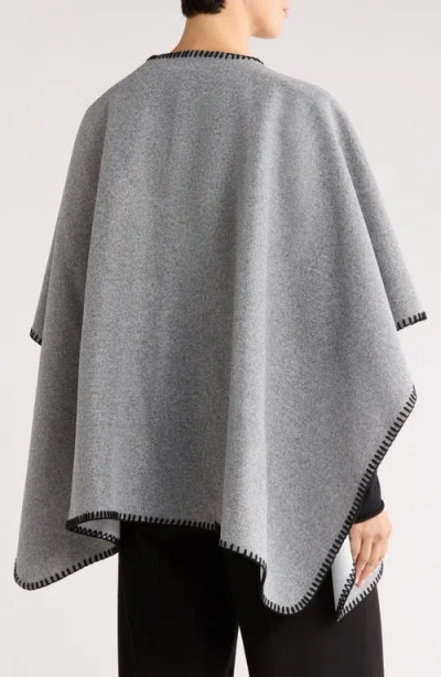 Tasha Blanket Stitch Ruana In Gray