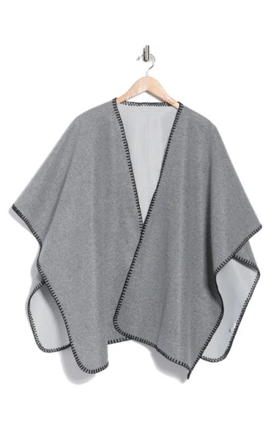 Tasha Blanket Stitch Ruana In Gray
