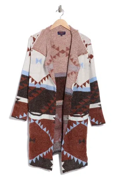 Joseph A Geometric Open Front Sweater Coat In Multi