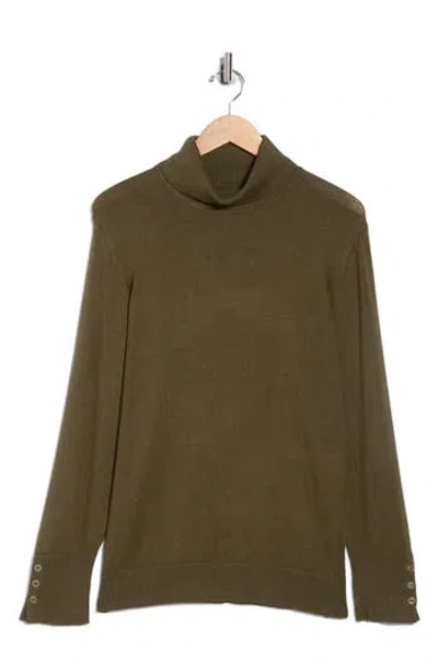 Joseph A Essential Fine Gauge Turtleneck Sweater In Green