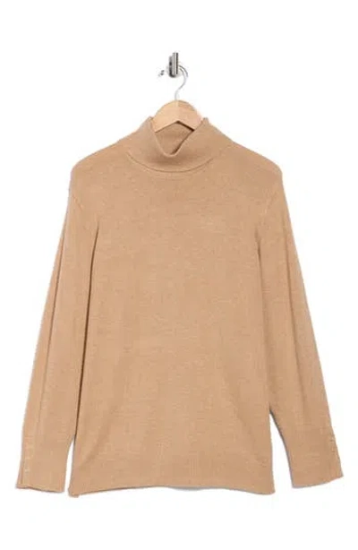 Joseph A Essential Fine Gauge Turtleneck Sweater In Brown