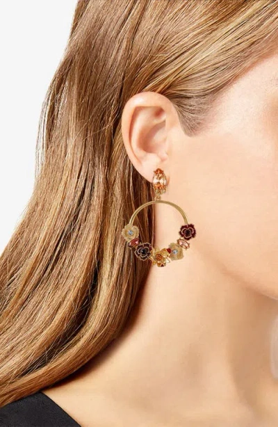 Guess Floral Drop Clip-on Earrings In Gold