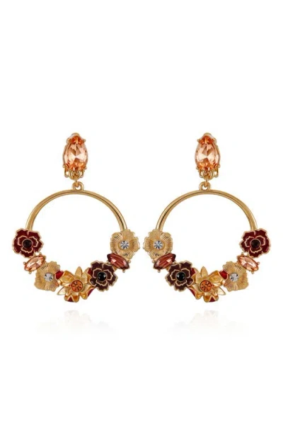 Guess Floral Drop Clip-on Earrings In Gold