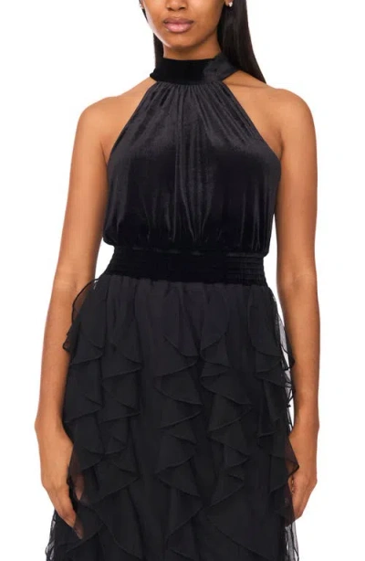 Halogen ® Halter Neck Cascading Ruffle Maxi Dress In Black