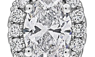 Created Forever 1ct Tgw Oval And Round-cut Lab Grown Diamond Halo Pendant With Chain In Sterling Sil In Silver