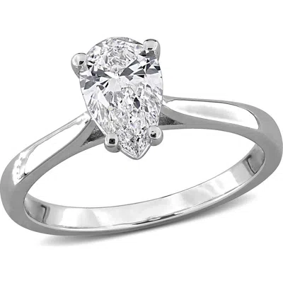 Created Forever 1ct Tgw Pear-shaped And Round-cut Lab Grown Diamond Engagement Ring In Sterling Silv In Silver