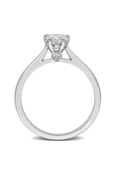 Created Forever 1ct Tgw Pear-shaped And Round-cut Lab Grown Diamond Engagement Ring In Sterling Silv In Silver