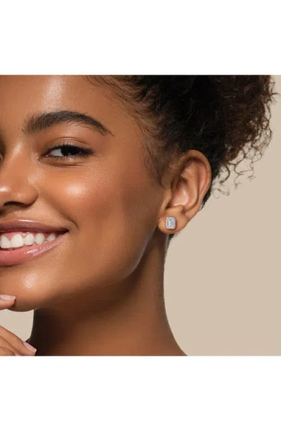 Created Forever 2 Ct Emerald And Round Lab Grown Diamonds Tw Fashion Post Earrings Silver In Silver