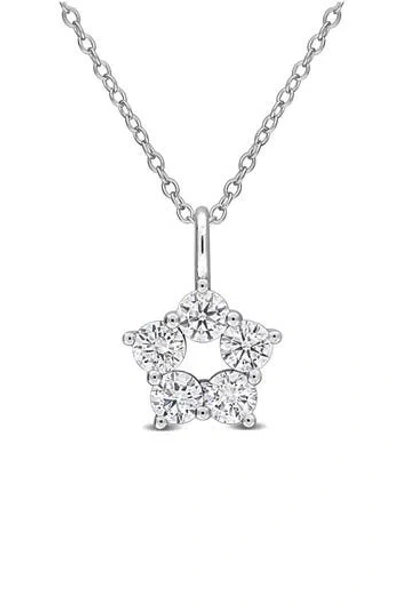 Created Forever 1ct Tw Lab Grown Diamond Star Pendant With Chain In Sterling Silver In Metallic