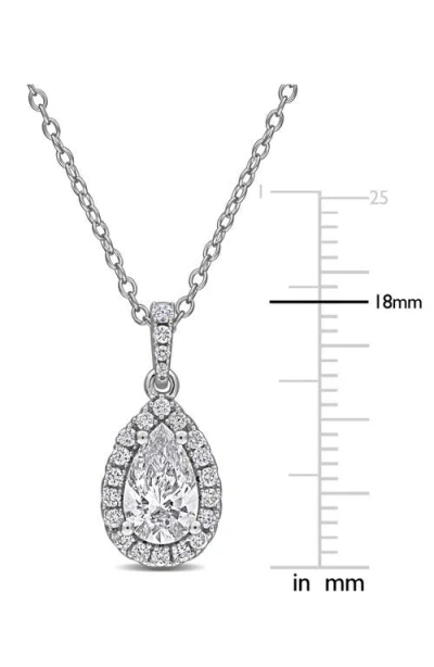 Created Forever 1ct Tgw Pear-shaped And Round-cut Lab Grown Diamond Halo Pendant With Chain In Sterl In Metallic