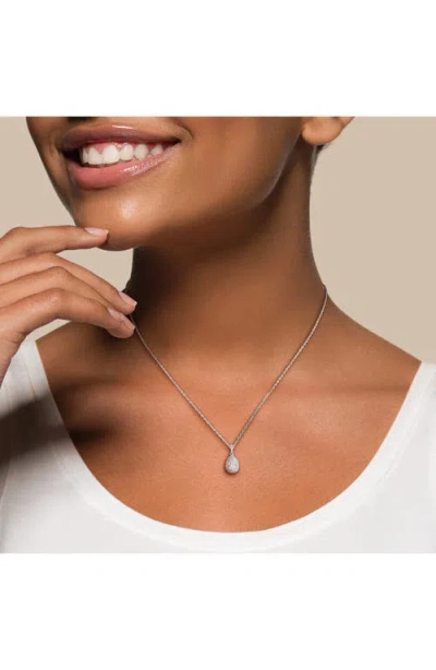 Created Forever 1ct Tgw Pear-shaped And Round-cut Lab Grown Diamond Halo Pendant With Chain In Sterl In Metallic