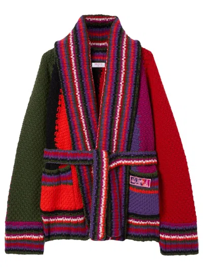 Pucci Orchidee Print Oversized Colorblock Cardigan In Multi