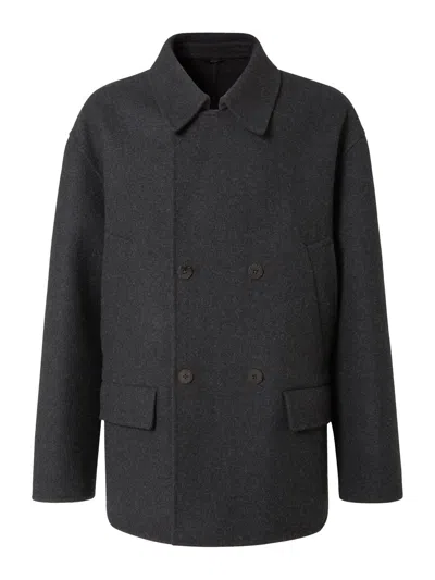 Fendi Felt Wool Coat Coats And Trench Coats Gray In Black