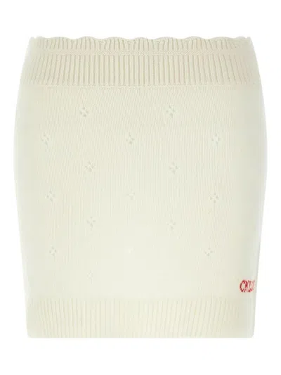 Chloé Cashmere Wool Mini Skirt With Ribbed Waistband In Neutral