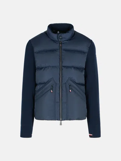 Moncler Grenoble Quilted Zip Up Cardigan In Navy Blu In Blue