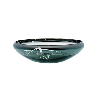 An&angel Silver Deco Flat Splashed Mirror Bowl In Green