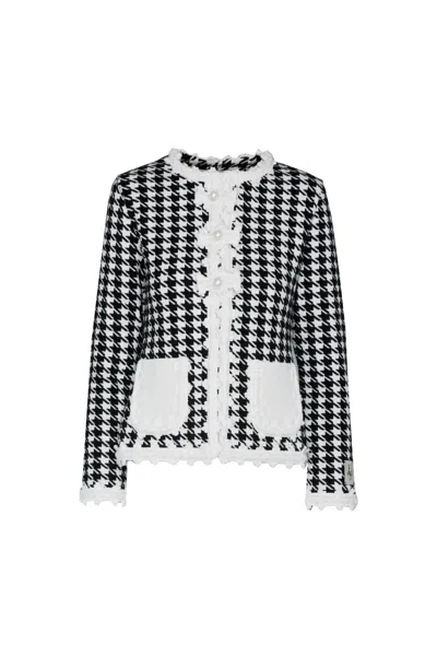 The Extreme Collection Women's Black / White Geneva Ivory Short Houndstooth Jacket In Black