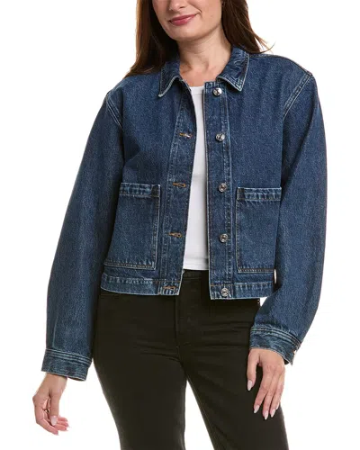 Frame The Patch Pocket Jacket Woman Denim Outerwear Blue Size M Recycled Cotton In Blue